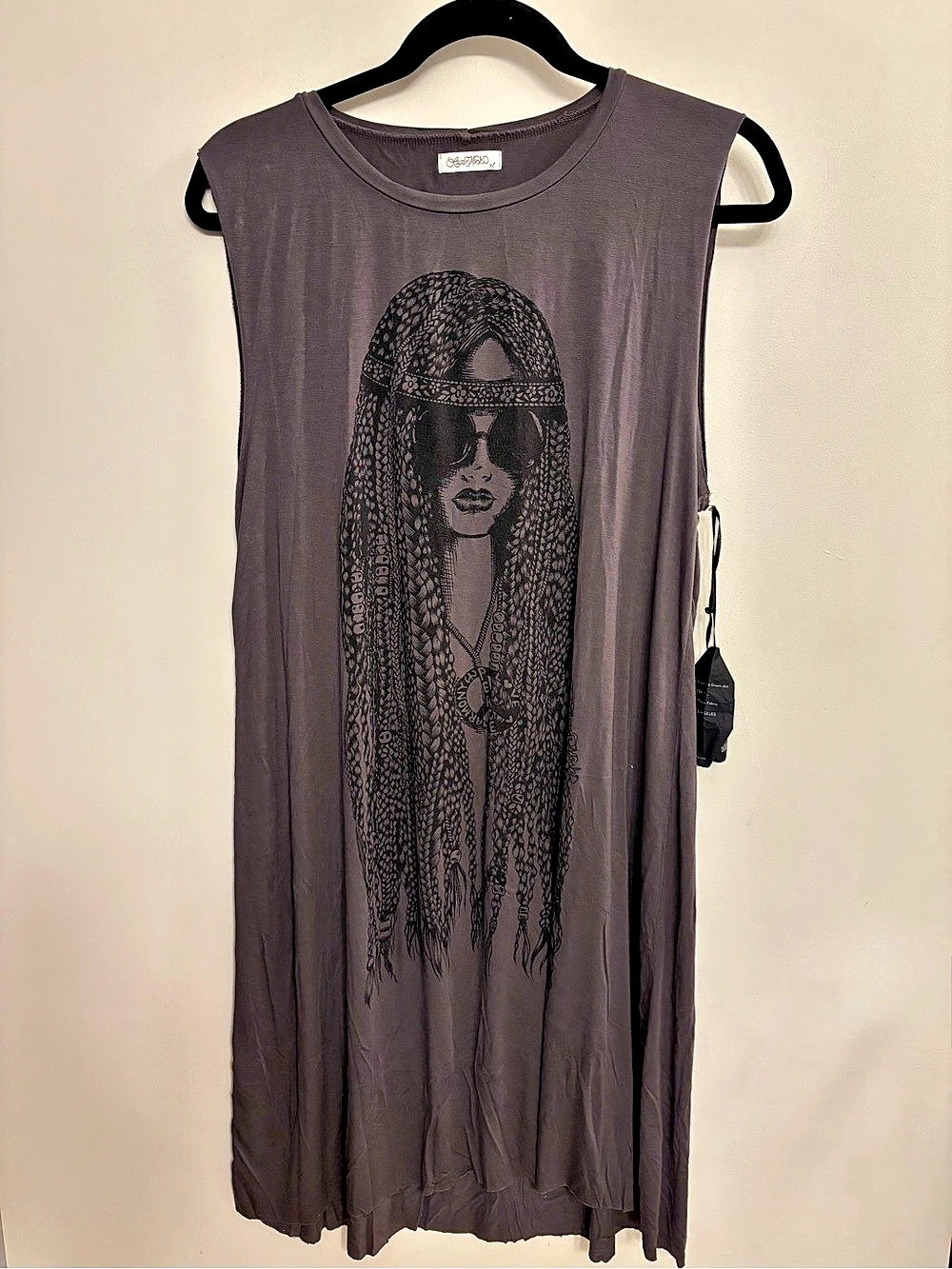 Lauren Moshi LA Women's Graphic T-shirt Mini Dress Gray XL